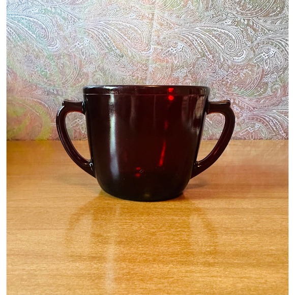 Vintage Royal Ruby glass open sugar dish by Anchor Hocking - Picture 3 of 10